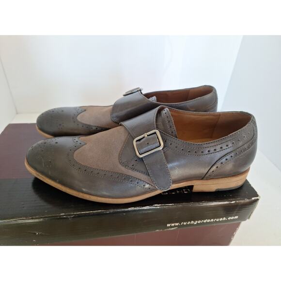 Rush by Gordon Rush Grovelea Monk Strap Shoes Grey Leather Men’s 9M - Picture 3 of 8